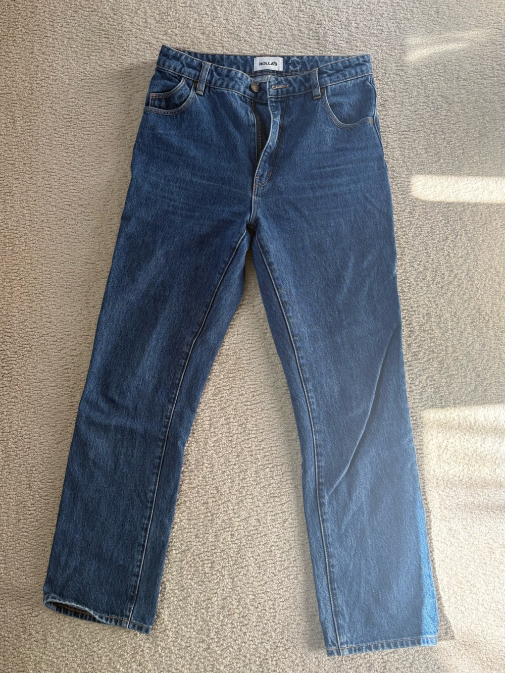 ROLLA'S Women's Straight Leg High Waisted Jeans in Dark Blue